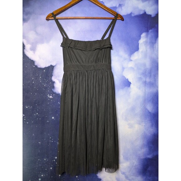NWT Black Mesh Babydoll Midi Dress with Ruffle Trim Size Large Y2K Coquette PLL - Picture 11 of 12